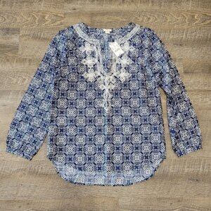 NWT J. CREW | Embroidered Tunic Blouse Top | Sz. XXS